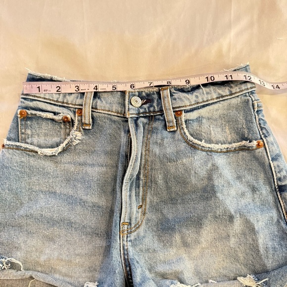 Abercrombie & Fitch Blue Jean Shorts High-Waisted Distressed Frayed Women's - Picture 8 of 13